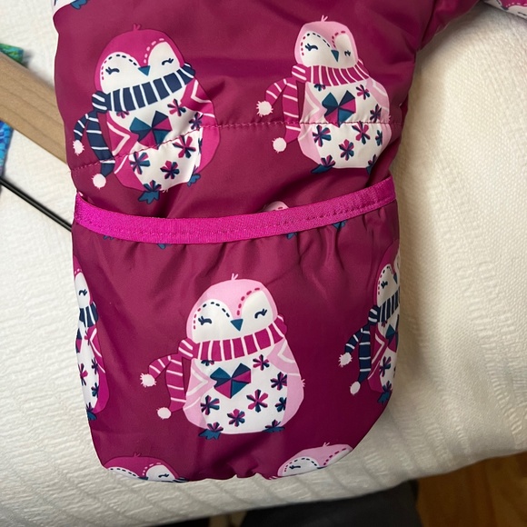 Hadley Baby Girl Puffer Snowsuit Size 18-24 Pink Owls - Picture 7 of 9